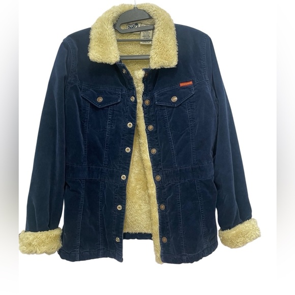 Roxy Jackets & Blazers - Vintage Roxy Jean Blue Velvet Jacket With Fur-Like Lining